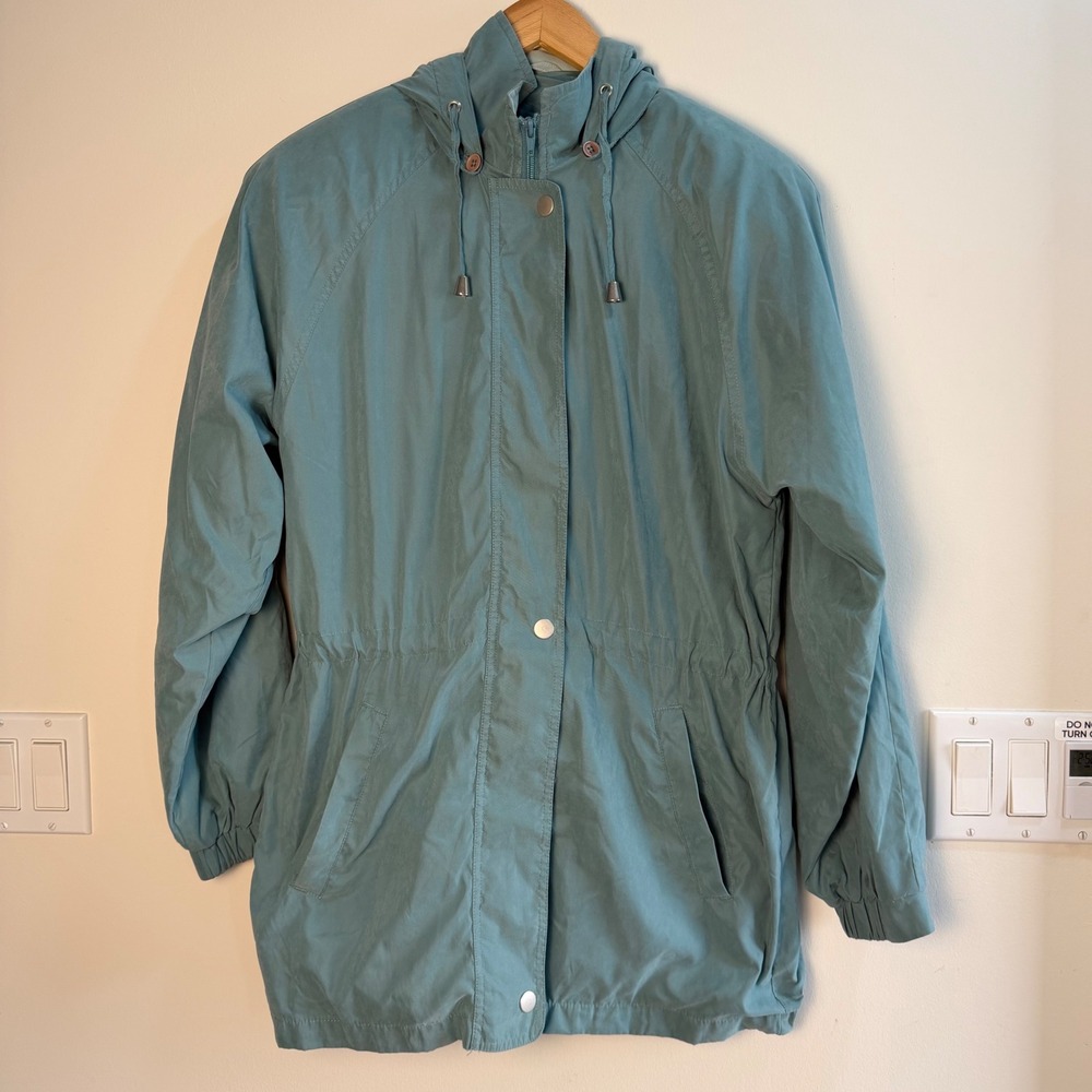 Carroll Reed Hooded Parka Jacket Teal Blue Womens Small Utility Gorpcore